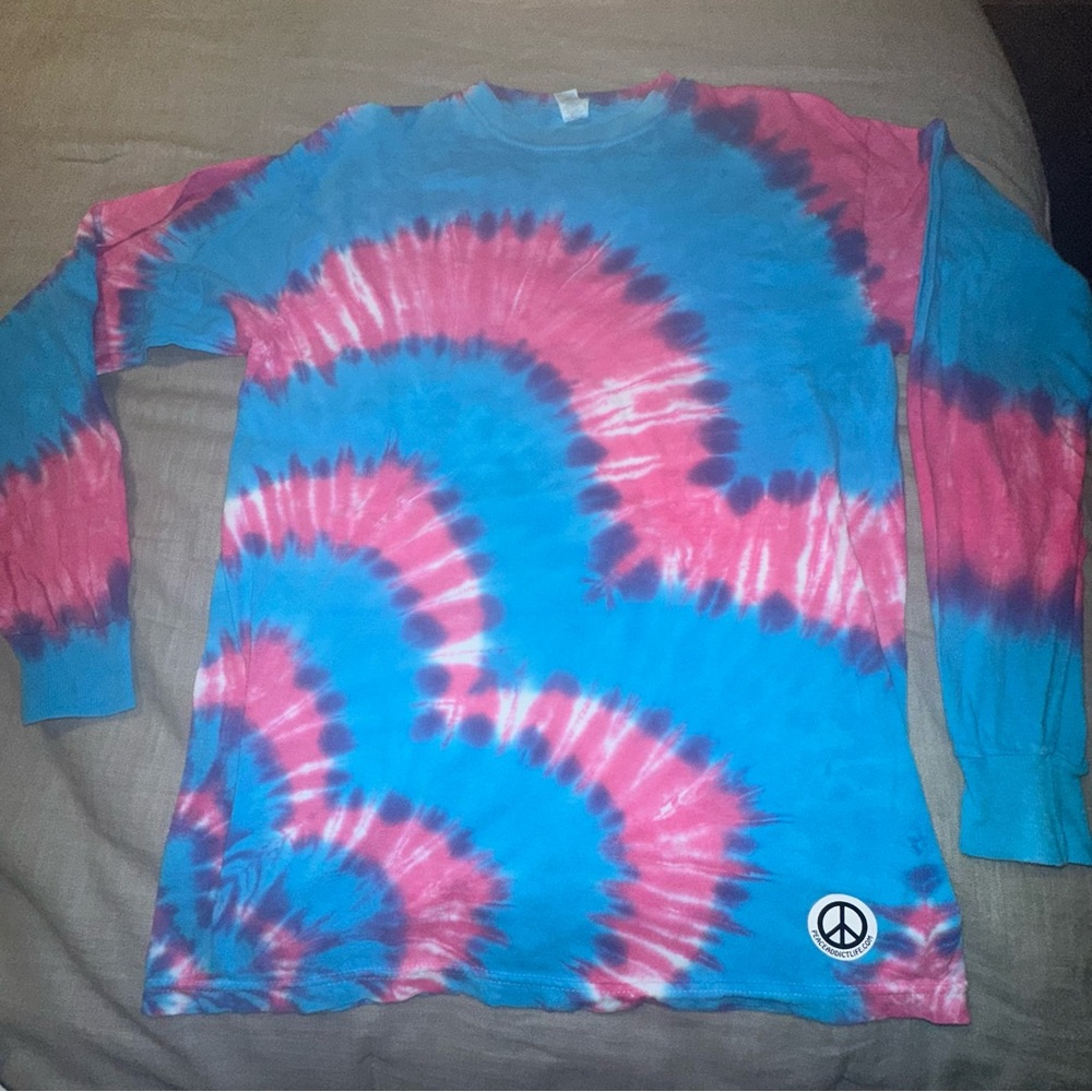 Peace Addict Life L/S Tie Dye T Shirts Small